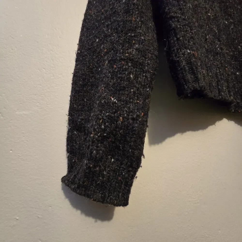Vtg 80s 90s Abercrombie Fitch Wool Fair Isle Sweater Men SM Gray Hong Kong Tweed
